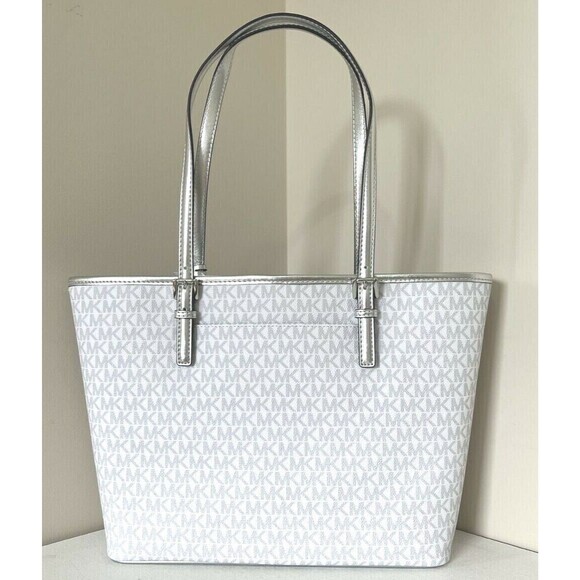 New Michael Kors Jet Set Girls Medium Carryall Tote Bright White Multi - Picture 6 of 6
